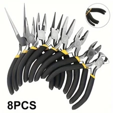 8PC Multi-Purpose Pliers Set | Needle Nose, Round Bend, Mini Precision Tools