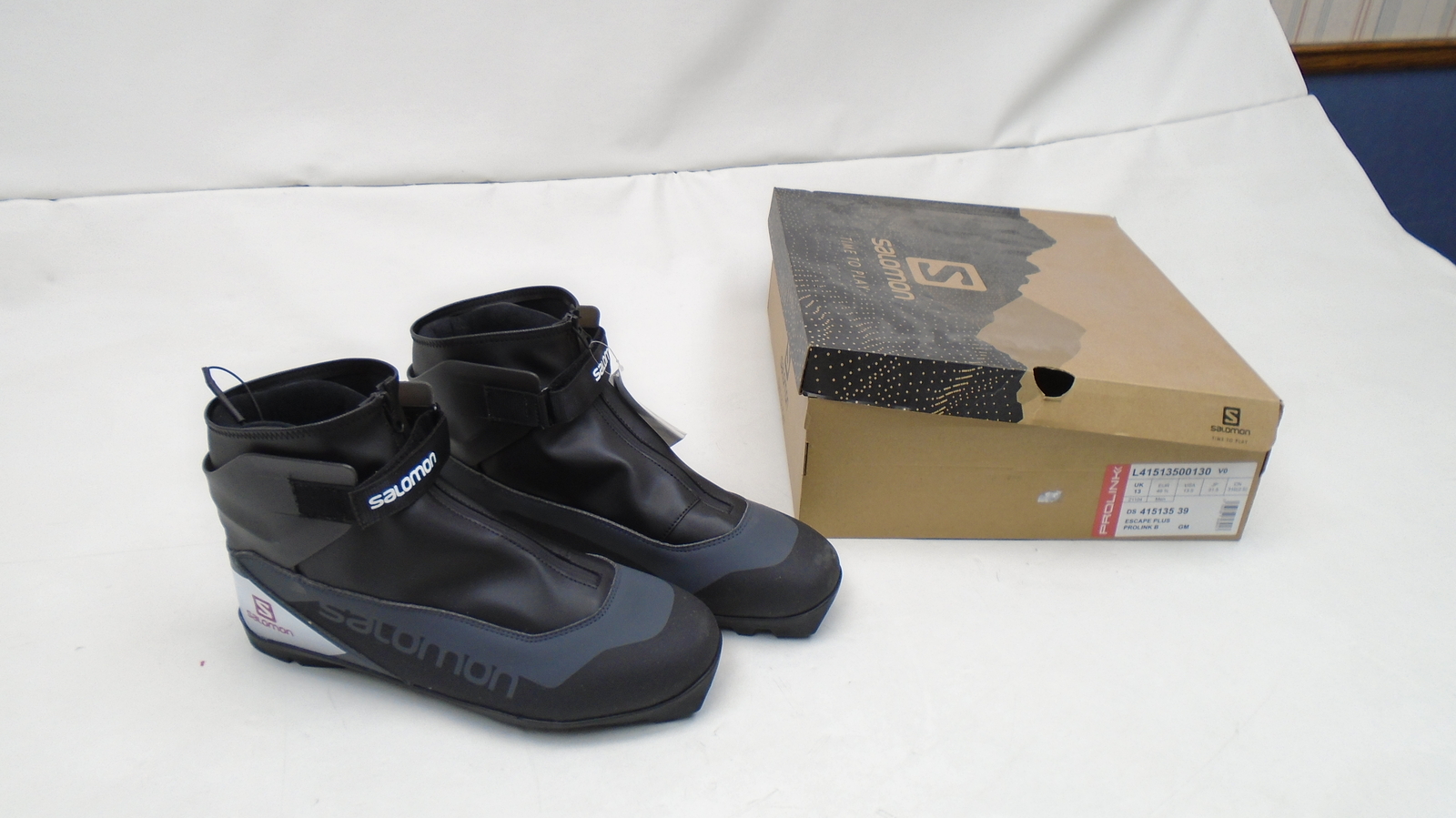 SALOMON ESCAPE PLUS PROLINK STIVALI DA SCI NORDICO DA UOMO 13 5 US NERO ARGENTO L415135