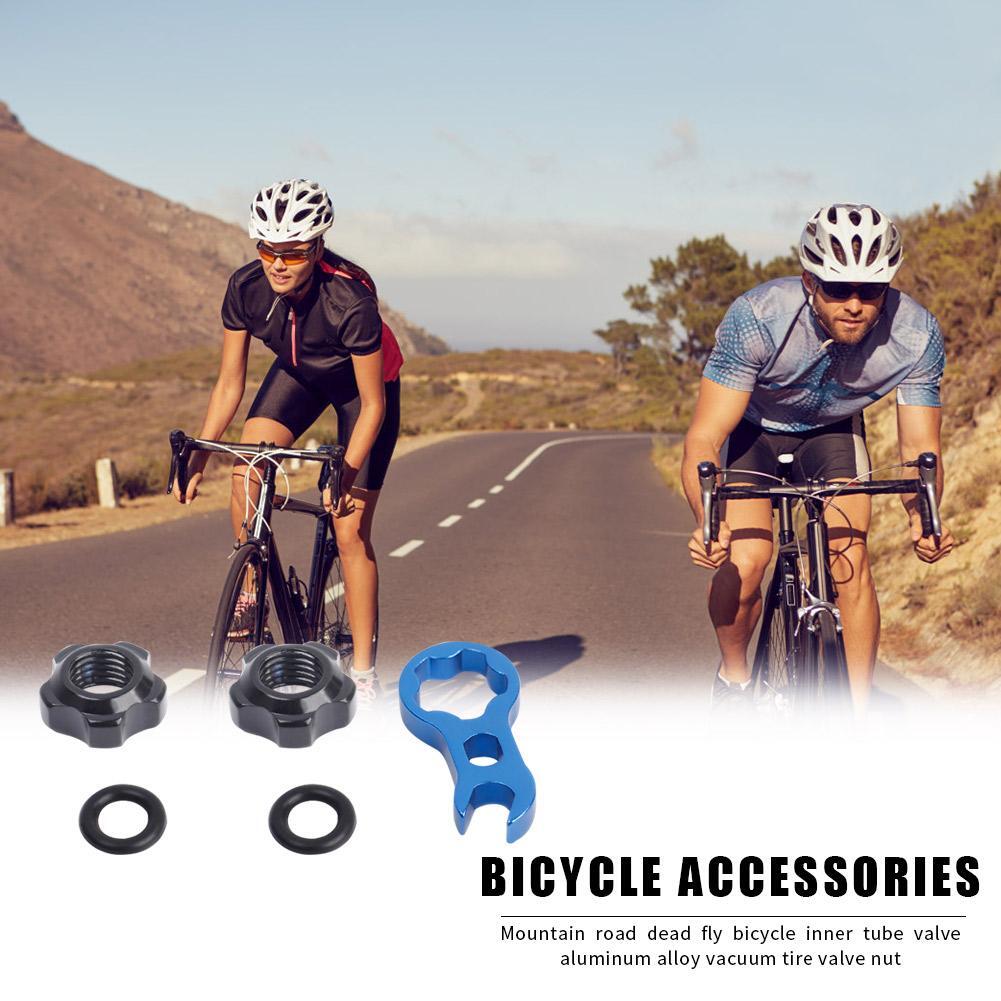 1 Pair MTB Bike Presta Valve Nuts with Wrench Washer Bicycle Repair Tool Kit