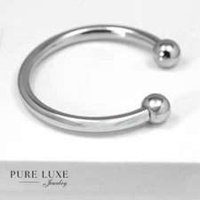 NEW Gift Inc Men's Unisex Stainless Steel 7" Round Cuff Bangle Bracelet + Box