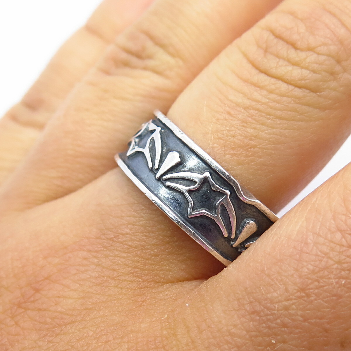 925 Sterling Silver Vintage Mexico Star Band Ring Size 9 1/4 | eBay