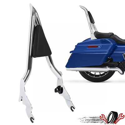 28'' Chrome Backrest Sissy Bar For Harley CVO Street Glide Road King 2009-2024