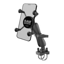 RAM Double U-bolt Handlebar Rail Mount with X-Grip Phone Holder and 1.5" Ball