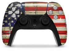 Skin Sony PS5 Controller Painted Faded and Cracked USA American Flag