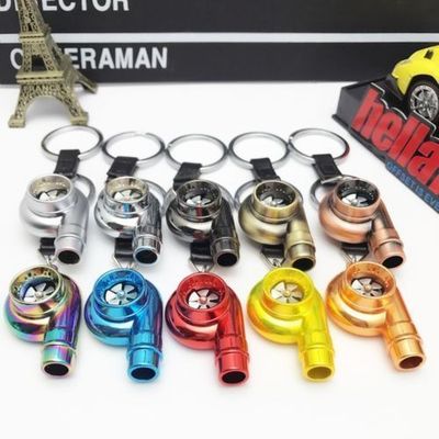 Real Whistle Sound Turbo Keychain Key Chain Ring Spinning Turbine Keyring Keyfob