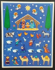 Vintage Hallmark Christmas Nativity Jesus Sticker Sheet