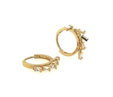 14k Yellow and White Gold Birthstone Huggie Earrings