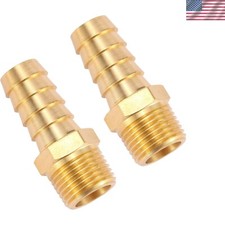 Leak-Proof Brass Hose Fittings - 1/2" Barb to 3/8" NPT Male Pipe Set of 2