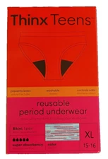 Thinx Teens Super Absorbency Bikini Reusable Period Underwear Size 15/16 XL Blue