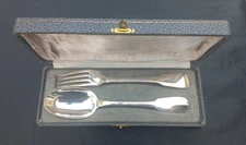 Couverts service argent massif  142g cuillère fourchette 19ème