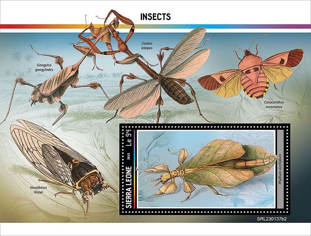 INSECTS Leaf Insect/Cicada/Mantis MNH 1v-Stamp Sheet #87 (2023 Sierra ...