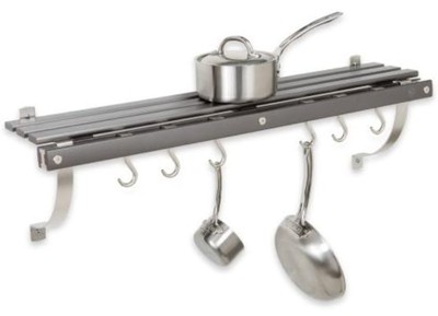 J.K. Adams 36'' x 11'' Wall Mounted Pot Rack, 6 Hooks Included, Gray