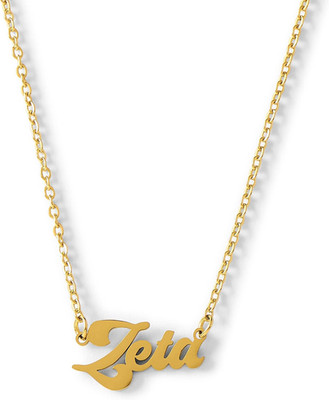 Zeta Tau Alpha Necklace   Retro Font Design with 18K Gold Plating, Zeta Tau Alph
