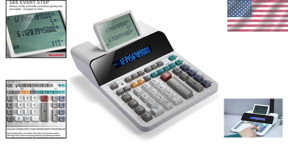 White Paperless Printing Calculator, Large 12-Digit Display - Image 2 of 4