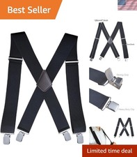 2Inch Men'S Heavy Duty Suspenders with Strong Clips Adjustable X-Back for Work J