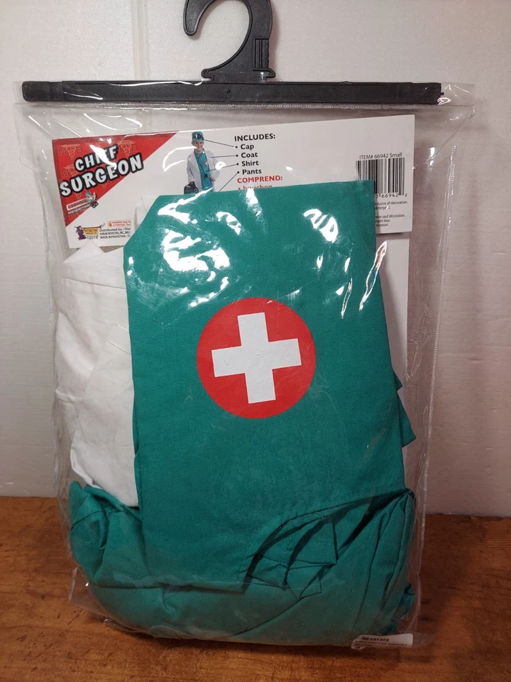 Chief Surgeon Halloween Costume Doctor Scrubs Lab Coat NEW Child's Size Med 8-10 - Image 4 of 4