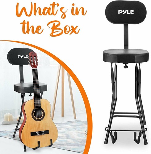 Pyle Performer Chair Seat w/ Adjustable Guitar Stand & Portable Stool PYG60 - Picture 7 of 7