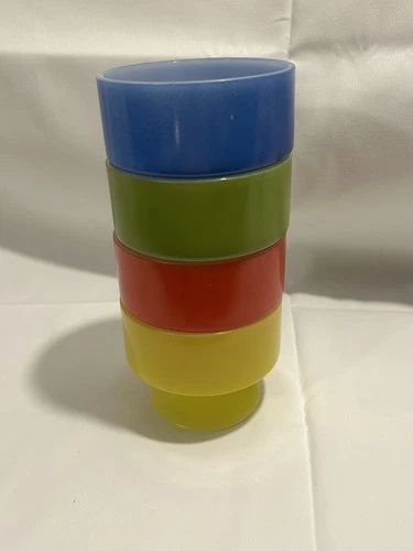 VTG Set Of 4 Multi-Color MCM 1950s Federal Oven Proof Sherbet Dishes Free Ship