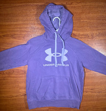 Under Armour Hoodie Small Purple Loose Fit Fleece Big Logo Pullover Sweatshirt