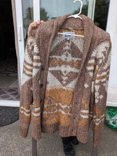 Schott Bros Hand Crafted Sweater brown and white Medium Brand New with Tags