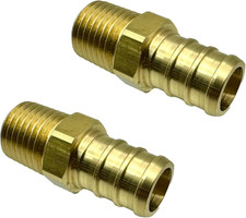 2 Pack Brass 1/2 PEX to 1/4 NPT Male Connector Fitting, Lead-Free Adapter He