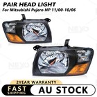 Pair LH+RH Head Lights For Mitsubishi Pajero NP NM 2002-2006 Black Lamp