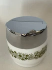 Vintage Gemco Spring Blossom Green Crazy Daisy Milk Glass Sugar Bowl
