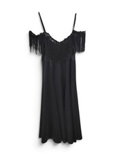 Women's Dance costume dress sequins fringe tap ballroom latin Size XS black