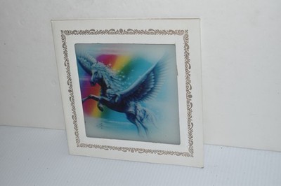 UNICORN CARNIVAL PRIZE GLASS PICTURE PLAQUE GLASS IS 8''X8'' (LKP38)