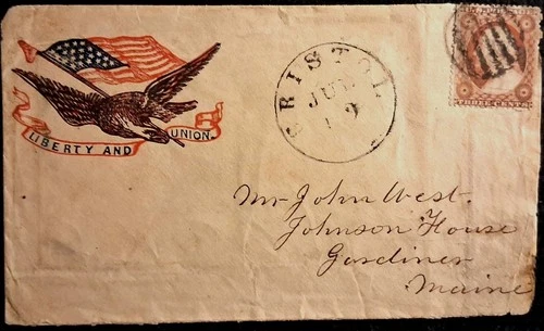 26 Civil War Patriotic - Scarce Eagle with Spread Wings & Flag 'Liberty & Union"