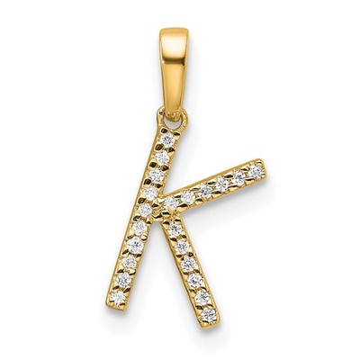 10K Gelbgold Diamant Buchstabe ''K'' Initiale Charm Anhänger 0,47gm
