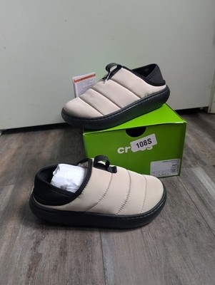 Crocs Classic Puff Moc Plush Clogs Lined Kid's 4 Women's 5.5 Beige Moth & Black