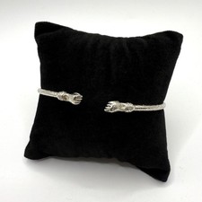 Vintage Sterling Silver Trinidad West Indian Fighting Fist Hands Bangle Bracelet