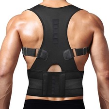 NEOPRENE MAGNETIC POSTURE CORRECTOR BAD BACK LUMBAR SHOULDER SUPPORT BELT BRACE