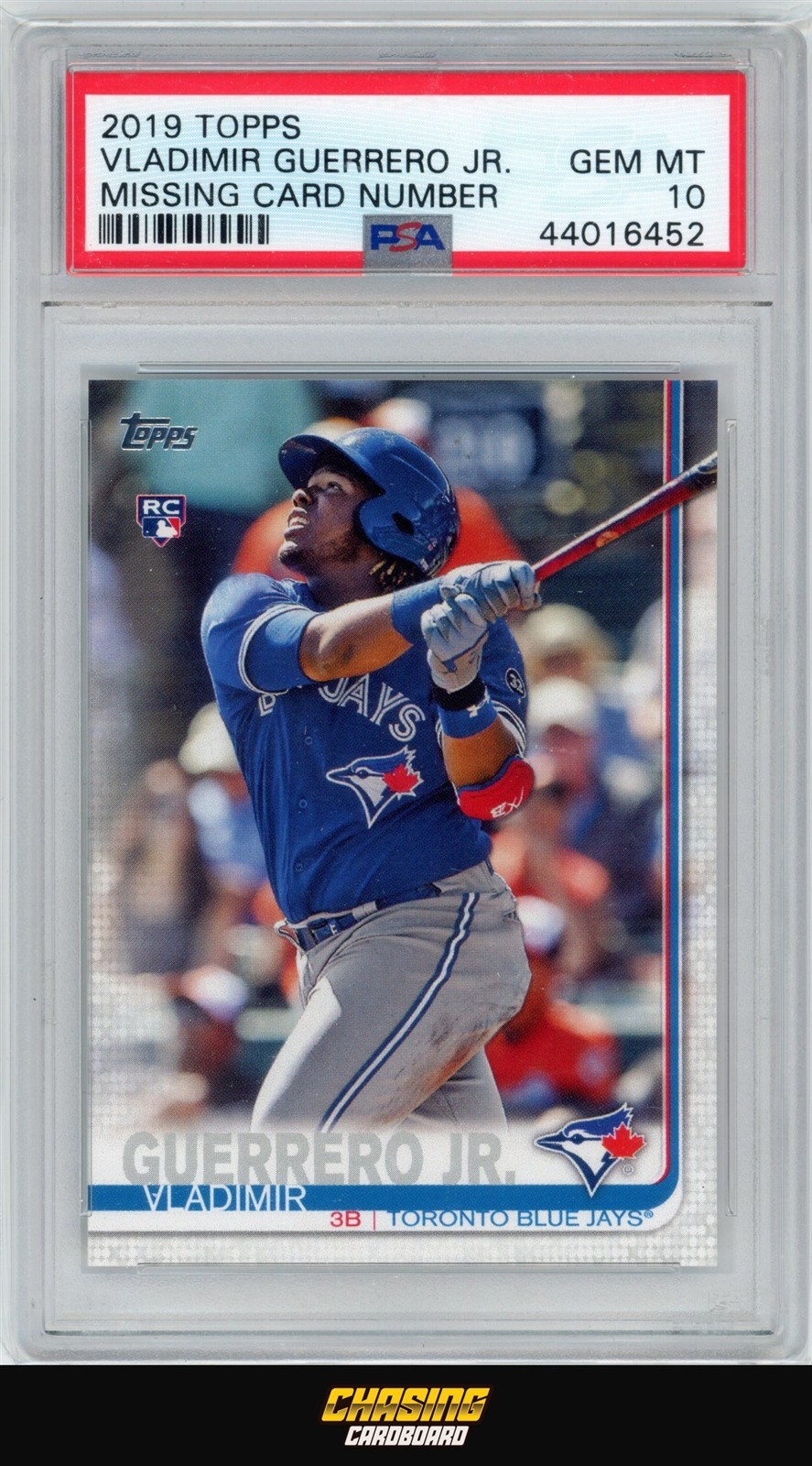 2019 Topps VLADIMIR GUERRERO JR. RC Rookie Missing Card Number PSA 10 GM S1346