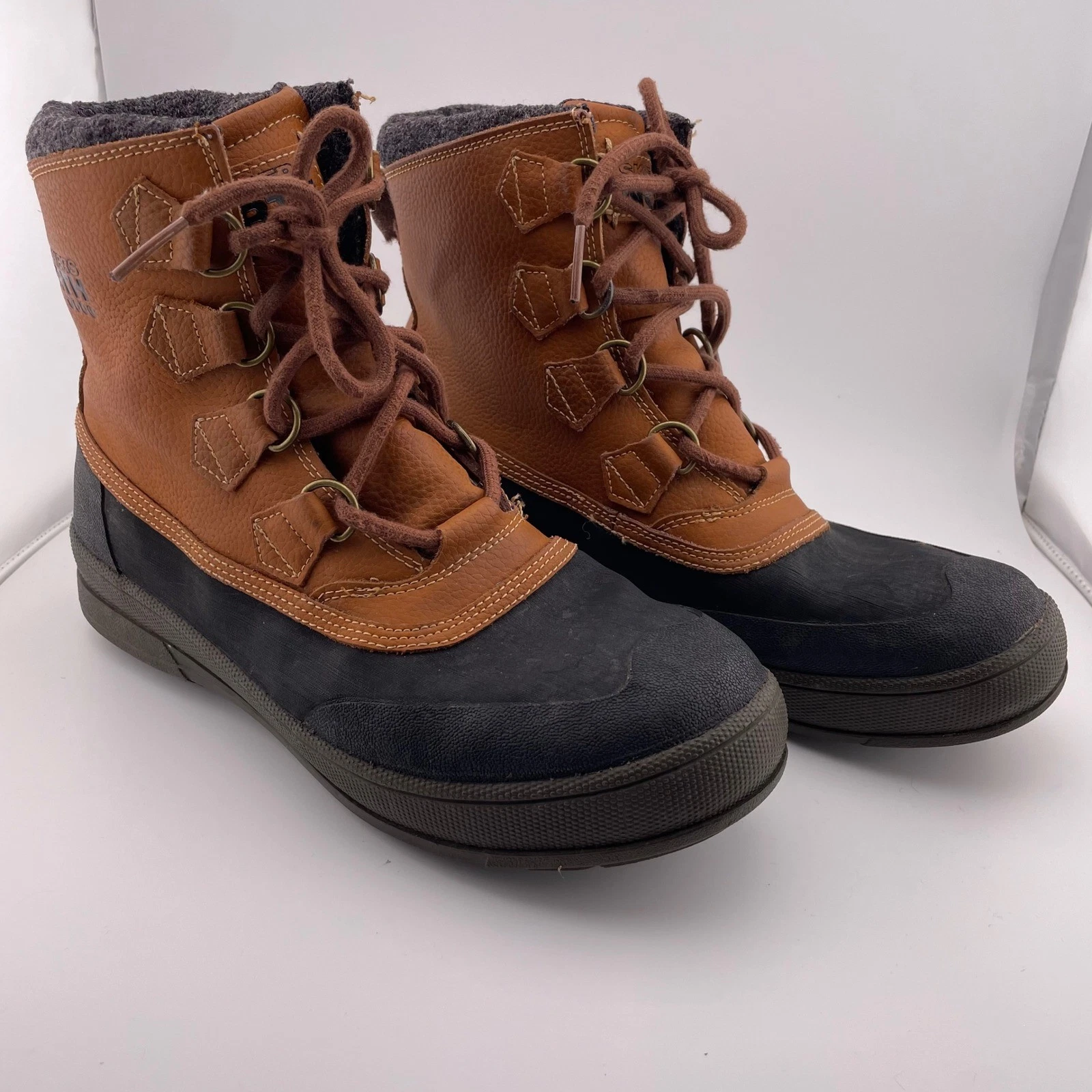 Skechers North 3600 Mens Leather Thinsulate Winter Duck Boots Brown Black US 9