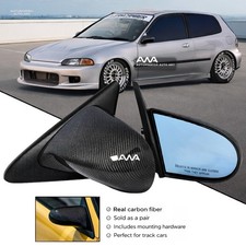 For 92-95 Honda Civic Eg 2dr 3dr Spoon Style Carbon Fiber Manual Side Mirrors