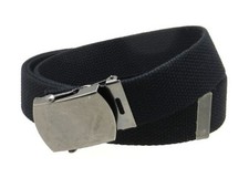 Canvas Web Belt Military Style Antique Black Color Belt - Antique Silver Buckle