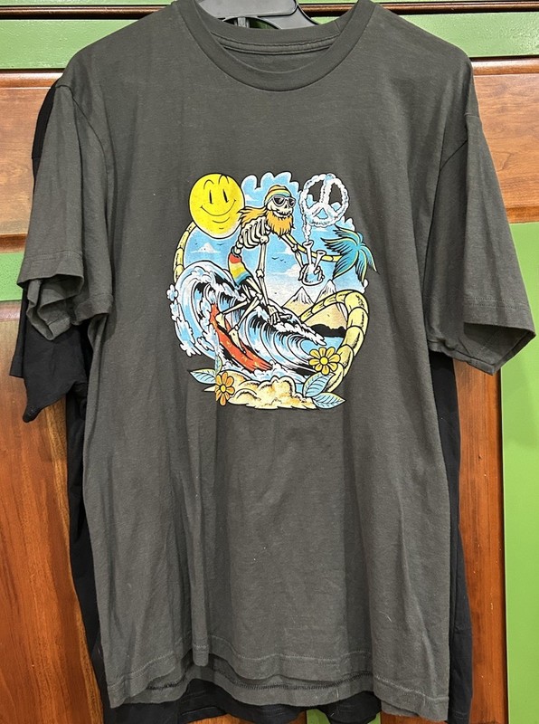 Skeleton Surfing T-Shirt T shirt XL 100% Cotton