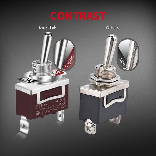 Daiertek SPST Interruttore a levetta impermeabile 12V DC 30A 125VAC 20A - Foto 7 di 8