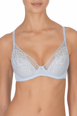 NEW! $72 NATORI FLORA CONTOUR UNDERWIRE BRA 721150 BLUE MIST/IVORY SZ 32G