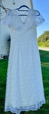  Reduced VTG JESSICA MCCLINTOCK GUNNE SAX Full Length White Lace Sz 11/12, EUC