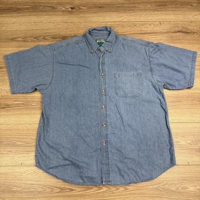 Vintage Original Cascade Denim Shirt Men's XL Short Sleeve Button Up Blue Jean