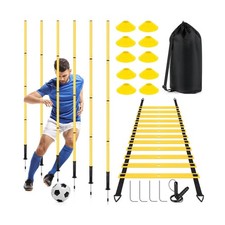 Soccer Agility Training Equipment: 6 Soccer Agility Poles, 20ft Agility Ladde...