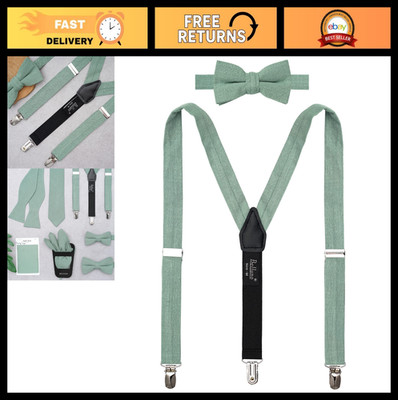 Solid Pre-tied Bow Tie & Suspenders Set for Boys - Weddings, Parties, Events, Co