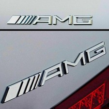 Mercedes Benz AMG Emblem Heckklappe Gl&auml;nzend Silber Schriftzug Logo Heck Chrom