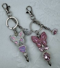 Hand made beaded key chain/Bag charm Bling. Butterfly. Gifts. Basket filler.