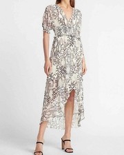 Express Women’s Animal Print Flowy Ruffle High Low Dress NWT