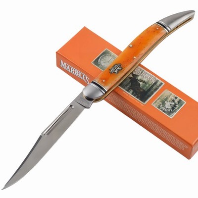 Marbles Master Made Orange Smooth Bone Large Toothpick Folding Pocket Knife