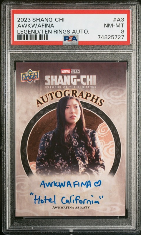 2023 UD SHANG-CHI AND THE LEGEND OF THE TEN RINGS AUTO INSCRIBED AWKWAFINA PSA 8